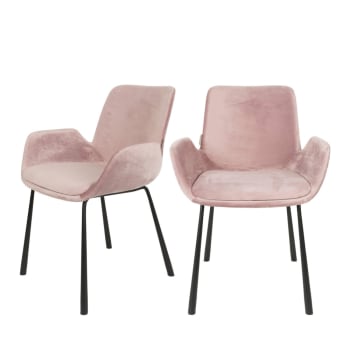 BRITT - 2 fauteuils de table en velours rose
