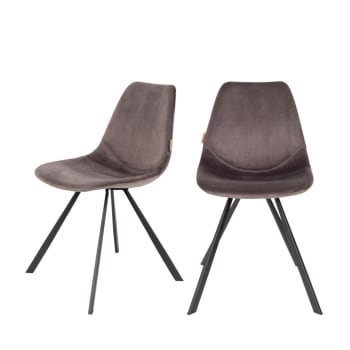 FRANKY - 2 chaises en velours gris