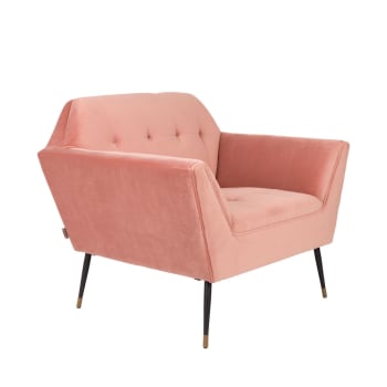 KATE - Fauteuil lounge velours rose