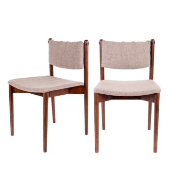 TORRANCE - Lot de 2 chaises en bois et tissu marron