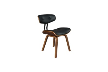 Chaya - Chaise en bois marron et cuir noir
