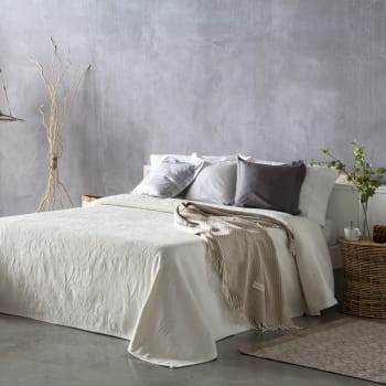 FLEUR - Couvre lit en coton beige 230x270