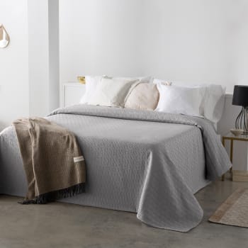 GUY - Couvre lit en coton gris 230x270