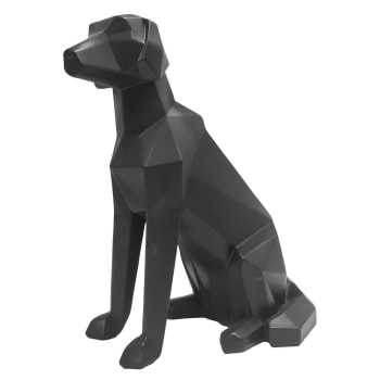 CHIEN - Statue origami noire chien assis H27cm