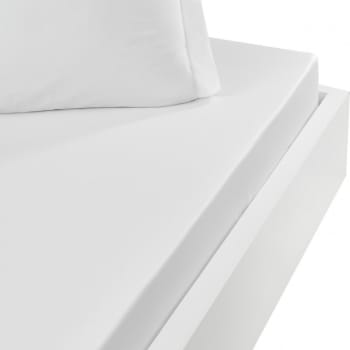 Soft percale - Drap housse en percale de coton Blanc 90x200 cm