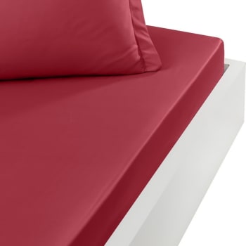 Soft percale - Drap housse en percale de coton Cardinal 200x200 cm