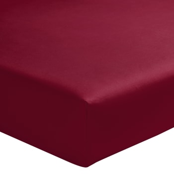 ROYAL LINE - Drap housse uni en percale de coton rouge 160x200