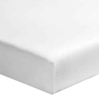 ROYAL LINE - Drap housse uni en percale de coton blanc 100x220