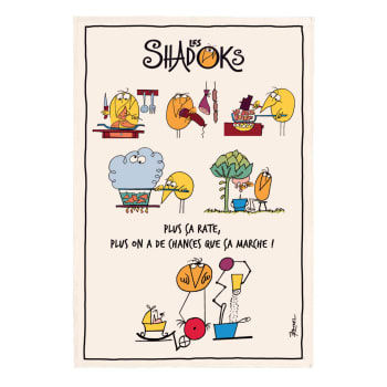 Shadoks - Torchon  en cuisine en coton ecru 48 x 72