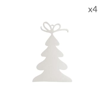 COLLECTION NOËL - Suspensions de Noël forme sapin en aluminium blanc H9cm Lot de 4