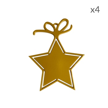 COLLECTION NOËL - Suspensions de Noël forme étoile en aluminium or H9cm Lot de 4