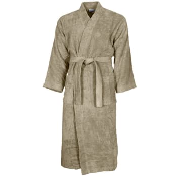 Luxury - Peignoir col kimono en coton  Mastic L