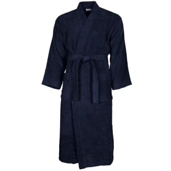 Luxury - Peignoir col kimono en coton  Bleu Nuit L