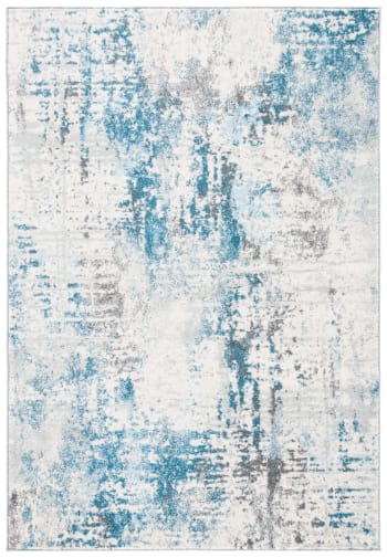 Tulum - Tapis de salon interieur en  ivoire & bleu, 183 x 274 cm