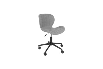 Omg - Chaise de bureau à roulettes en tissu gris