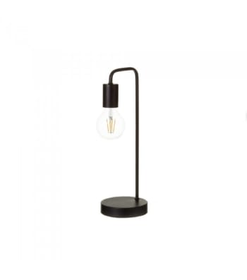 DESIGN - Lampe à poser courbée en bois et métal noir H41cm