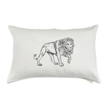 AFRIQUE ANIMAL - Coussin en lin pur lavé Lion 40x60
