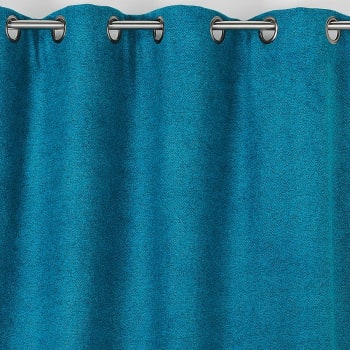 Rideau obscurcissant aspect laine chinée polyester bleu 140x250 cm