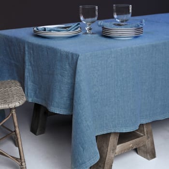 BASES DE LA TABLE - Nappe  Lin pur lavé  Turquoise 180x300