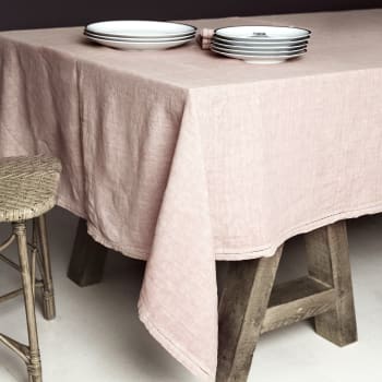 BASES DE LA TABLE - Nappe  Lin pur lavé Rose Pâle 180x300