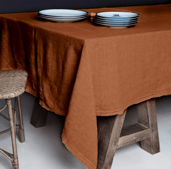BASES DE LA TABLE - Nappe  Lin pur lavé  Orange foncé 180x300