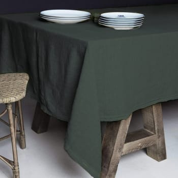 BASES DE LA TABLE - Nappe  Lin pur lavé Vert anglais 180x300