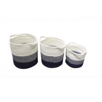 Lot De 3 Paniers à Linge (H47 Cm) Seo Bleu Vert - Déco Salle De Bain