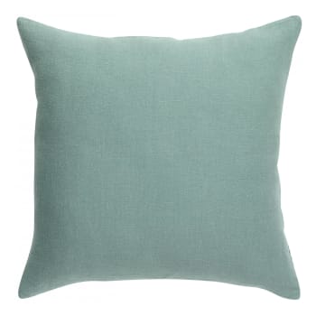 Zeff - Coussin uni  en lin vert de gris 45 x 45