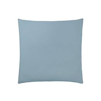 TENDRESSE - Taie d'oreiller unie en coton bleu 65x65