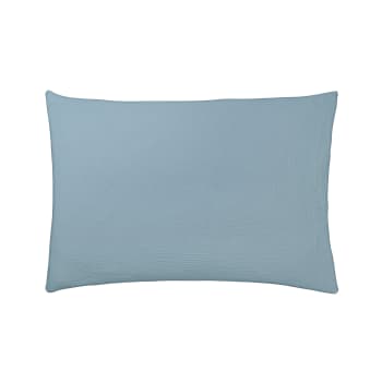 TENDRESSE - Taie d'oreiller unie en coton bleu 50x75