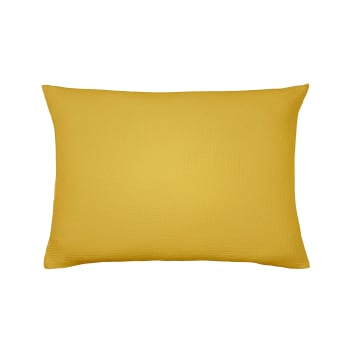 TENDRESSE - Taie d'oreiller unie en coton jaune 50x75