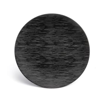 Magma noir - 6er Set flache Teller aus Steingut, Schwarz