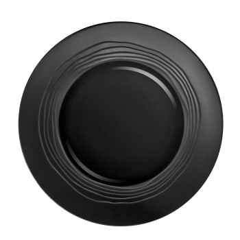 Escale noir - 6er Set flache Teller aus Steingut, Schwarz