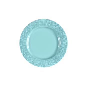 Lot de 6-Assiette à dessert ondulée en verre 20,5cm teinté bleu marine LE  PICARDIE®