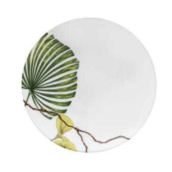 Ikebana - 6er Set Brotteller aus Porzellan, Weiß/Grün