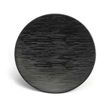 Magma noir - 6er Set Dessertteller aus Steingut, Schwarz