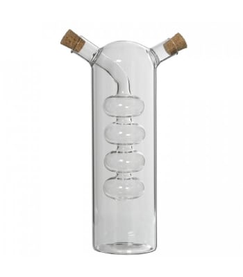 2-EN-1 - Huilier vinaigrier transparent en verre bouchons en liège