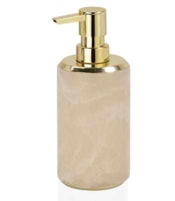 ROSY - Distributeur de savon en résine effet marbre rose et métal doré