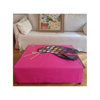 Uni - Nappe coton enduit rose carrée 160 x 160 cm