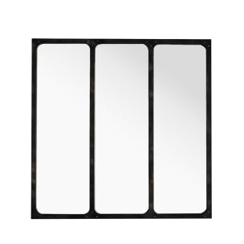 LÉA - Miroir verrière métal noir 70x70