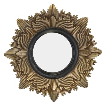 Léonie - Miroir soleil ø20 cm - Noir et doré