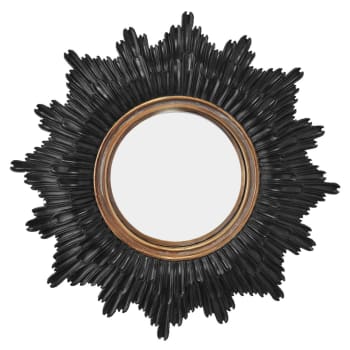 AGATHE - Miroir soleil D30 cm noir / or
