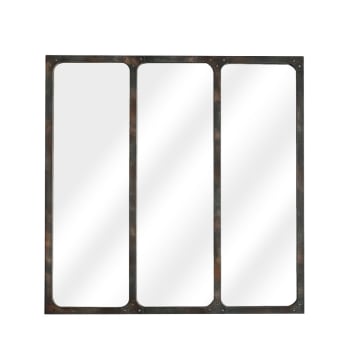 LÉA - LÉA - Miroir verrière métal 70x70 - Couleur - Rouille