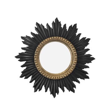 SEILLANS - Miroir soleil D33 cm noir / or