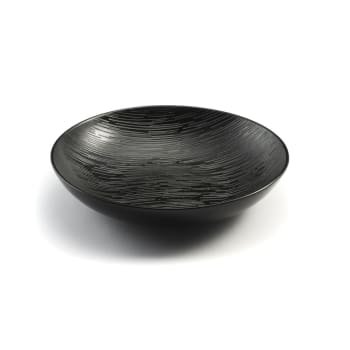 Magma noir - 6er Set tiefe Teller aus Steingut, Schwarz