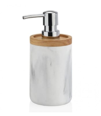 EFFET MARBRE - Distributeur de savon en résine effet marbre et bois