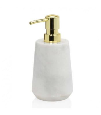 MARBRE - Distributeur de savon en marbre blanc et bec doré