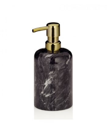 MARBRE - Distributeur de savon en marbre noir et métal doré