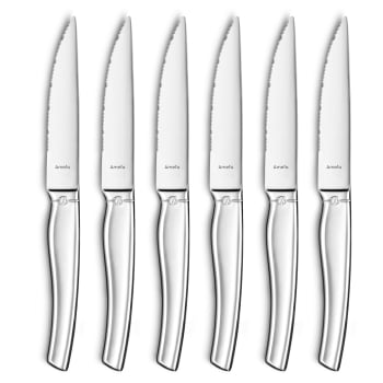 Coltello da carne (x6) Acciaio inox + Legno Legno Hercule