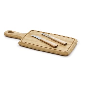 Essentiel - Juego de 3 piezas : tabla, pelador y cuchillo de verduras  madera cla